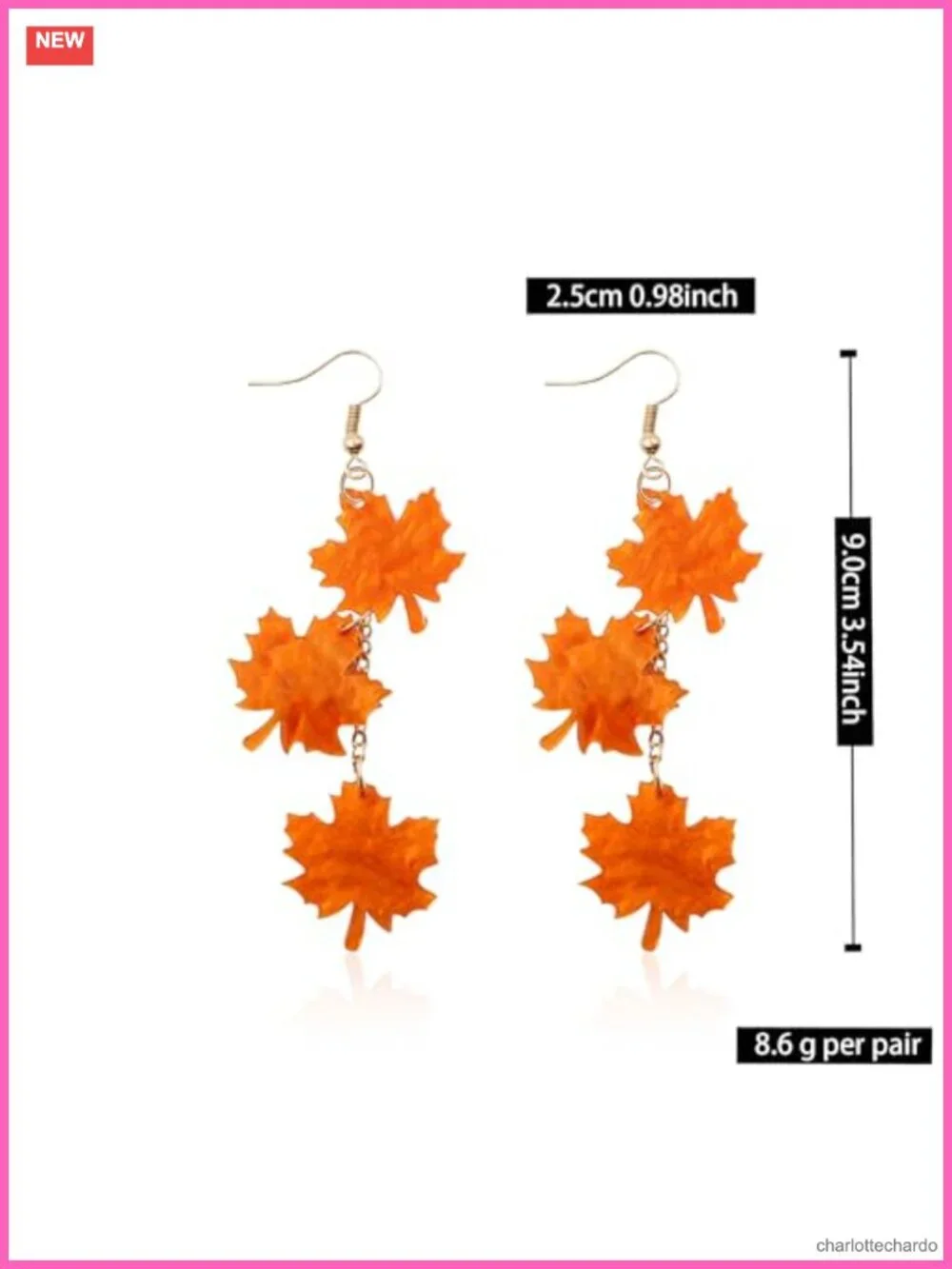 Acrylic Maple Leaf Tassel Drop Dangle Earrings